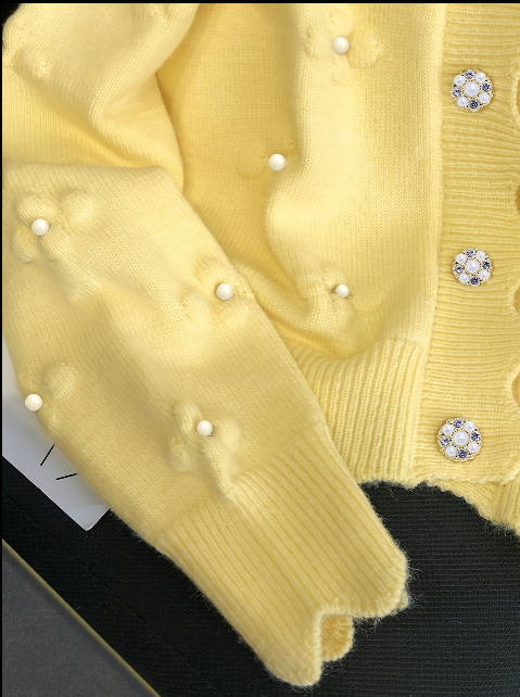 Women Yellow Knit Cardigan