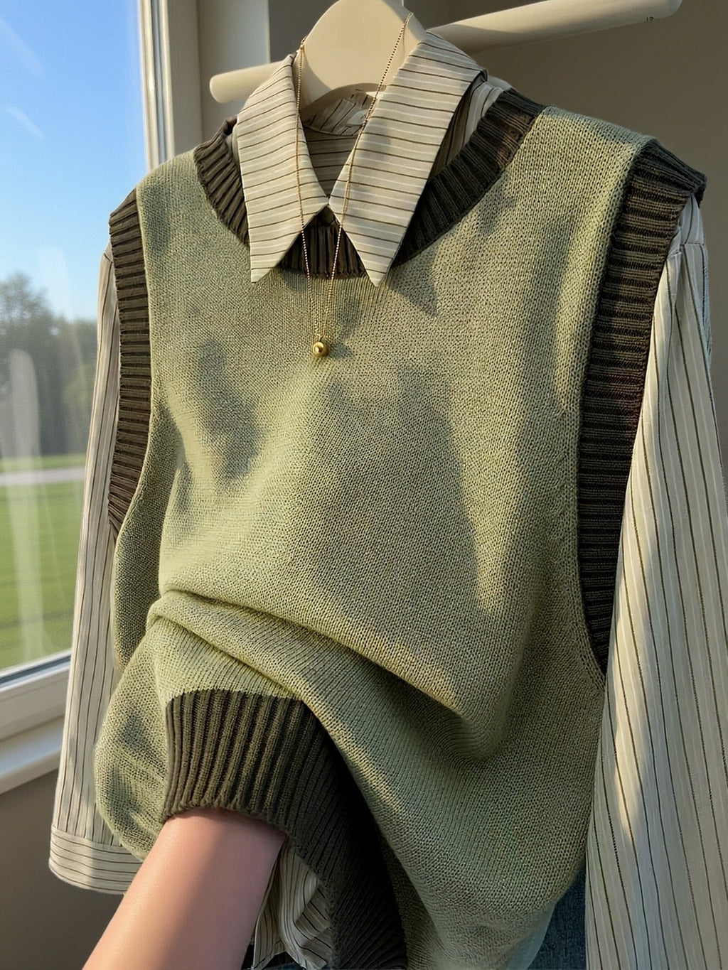 Women 2 In 1 Fake Two Piece Knit Top