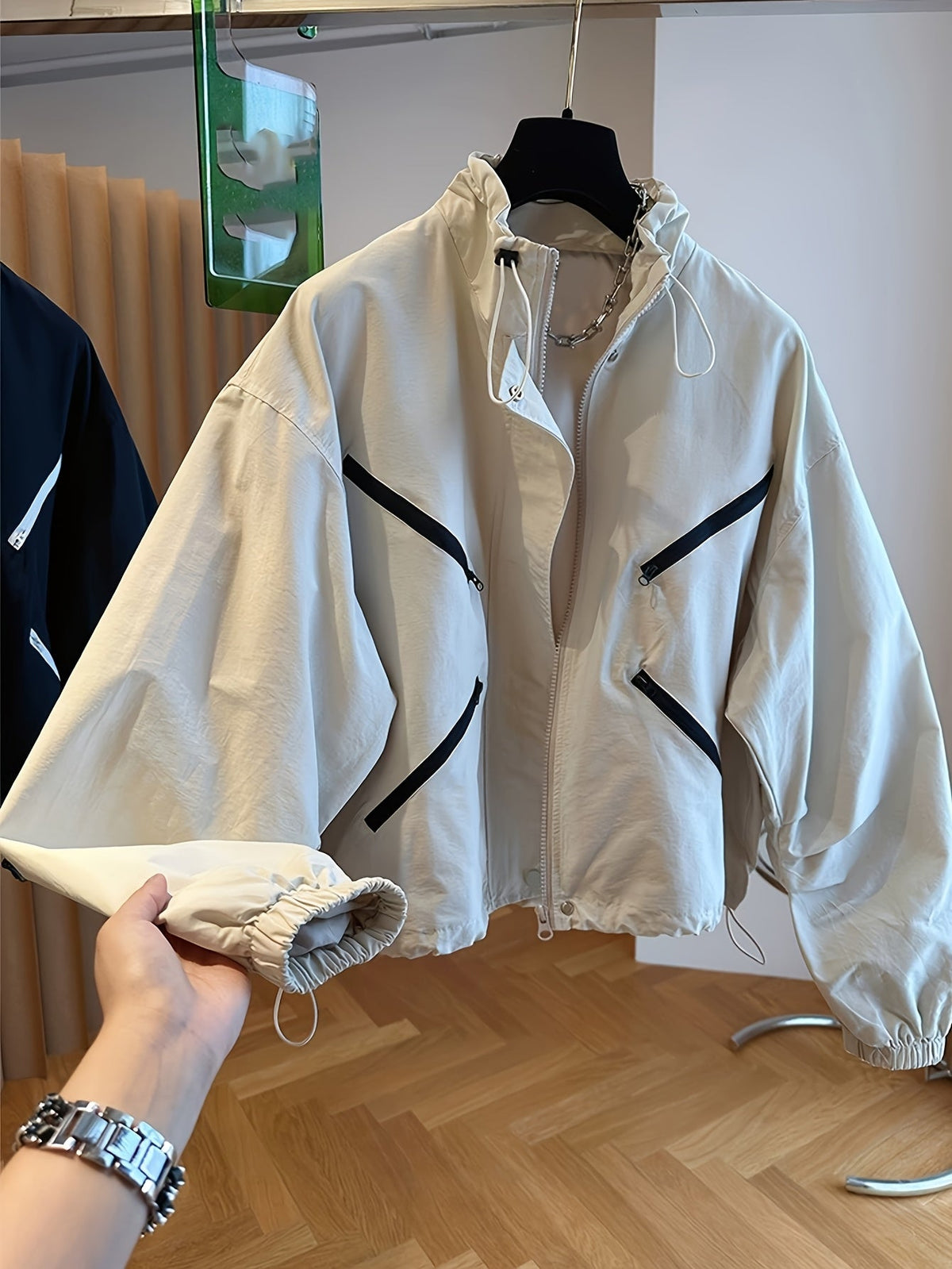 Women Cropped Windbreaker Jacket