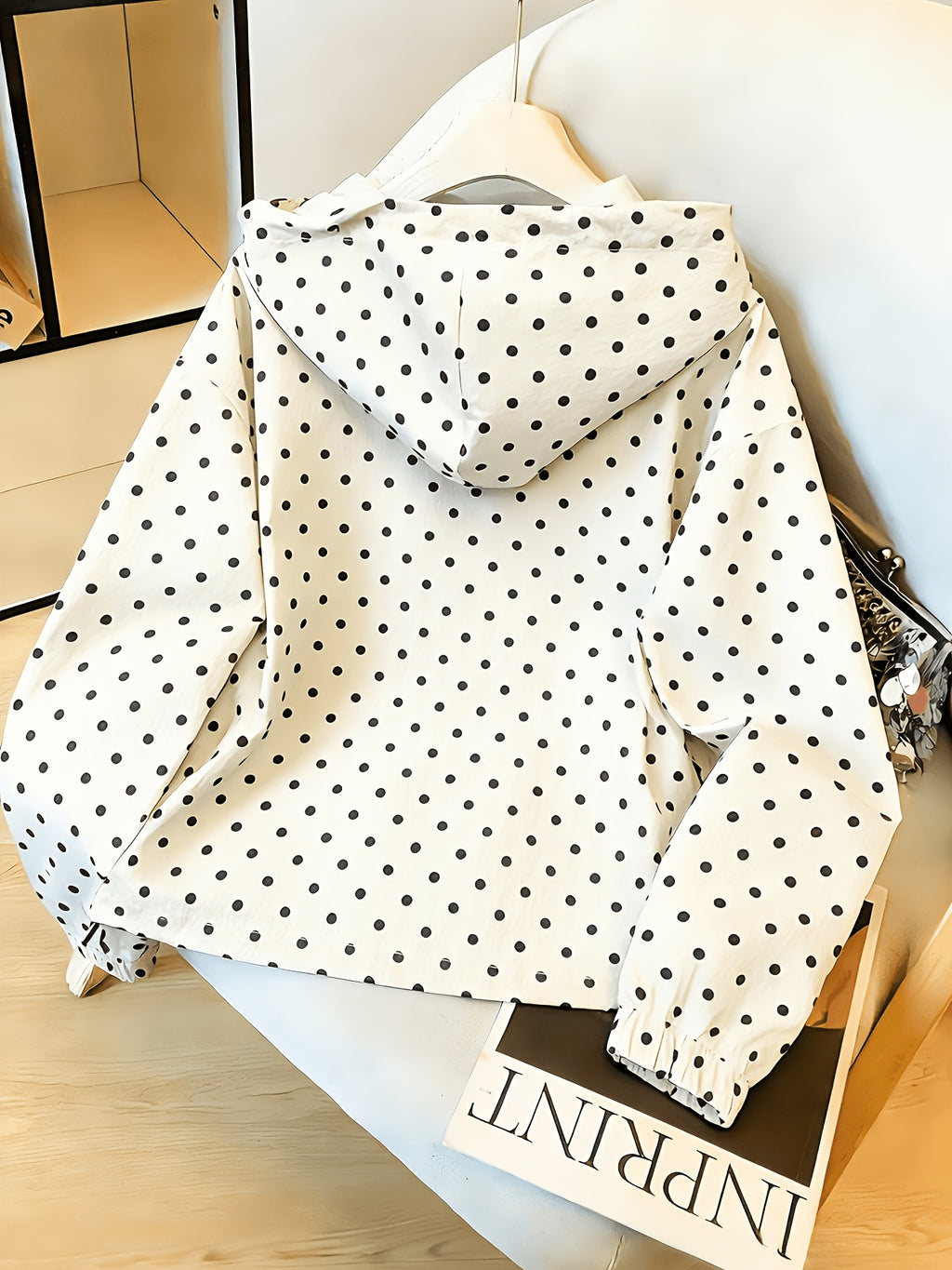 Women Polka Dot Hooded Jacket
