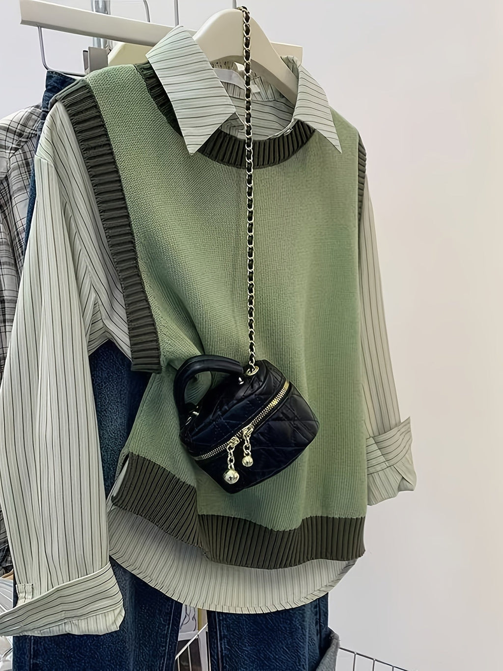 Women 2 In 1 Fake Two Piece Knit Top