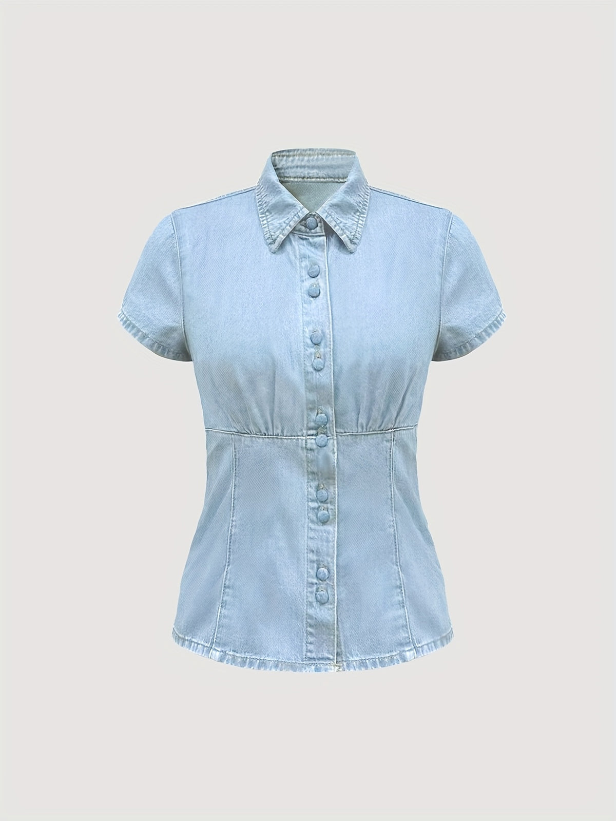 Women Short Sleeve Denim Shirt