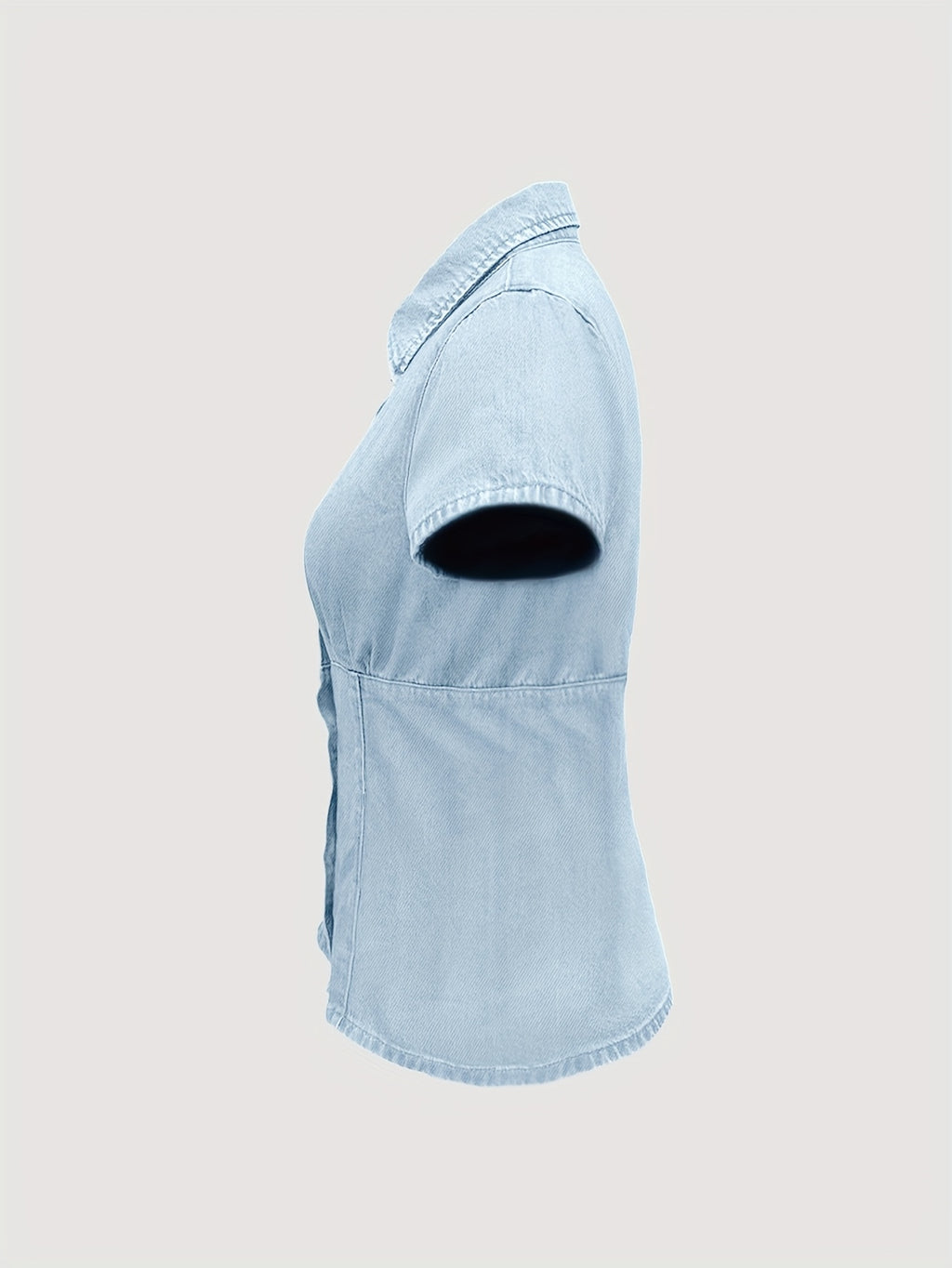 Women Short Sleeve Denim Shirt