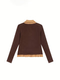 Women Faux Two Piece Long Sleeve Top