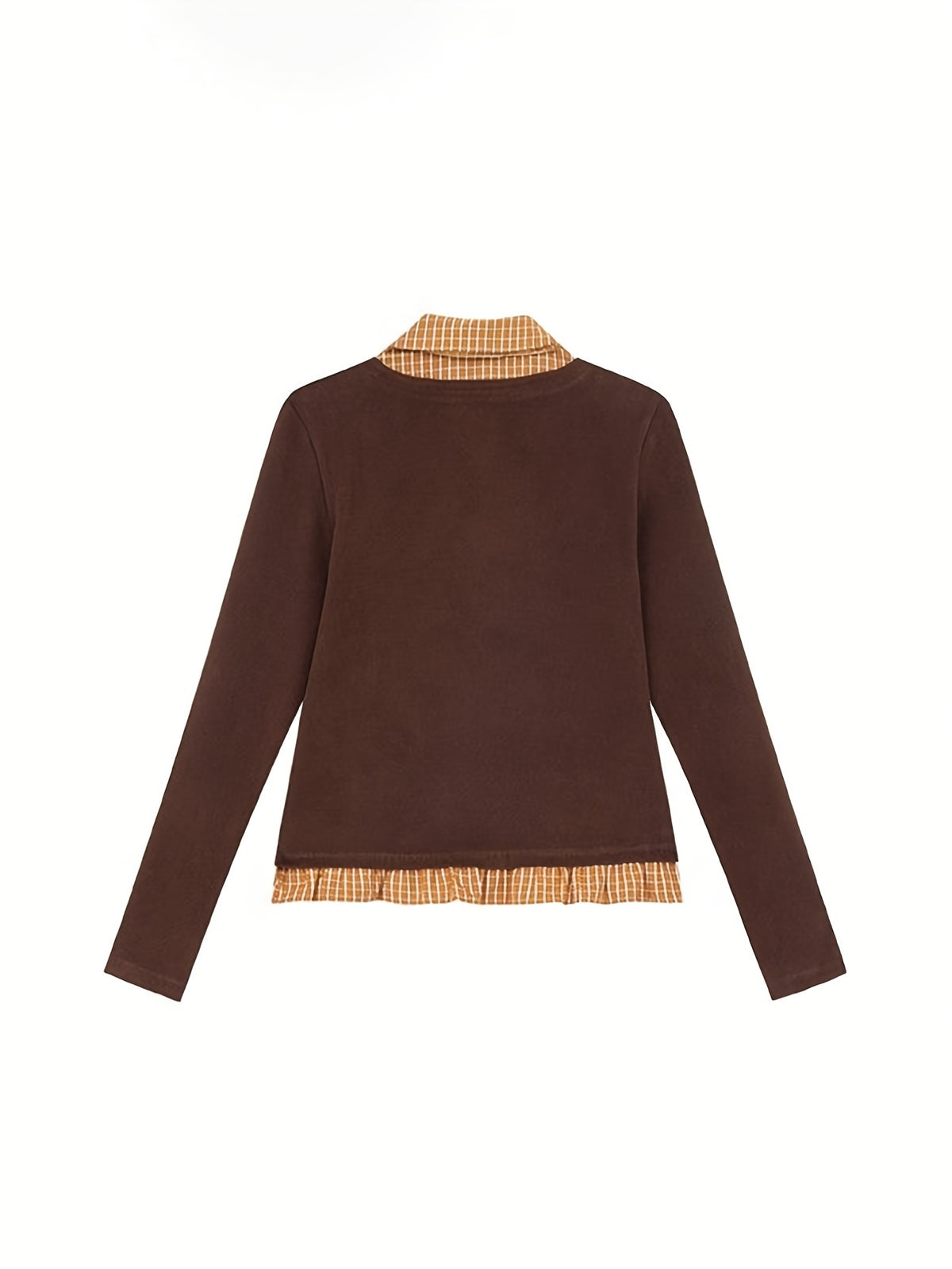 Women Faux Two Piece Long Sleeve Top