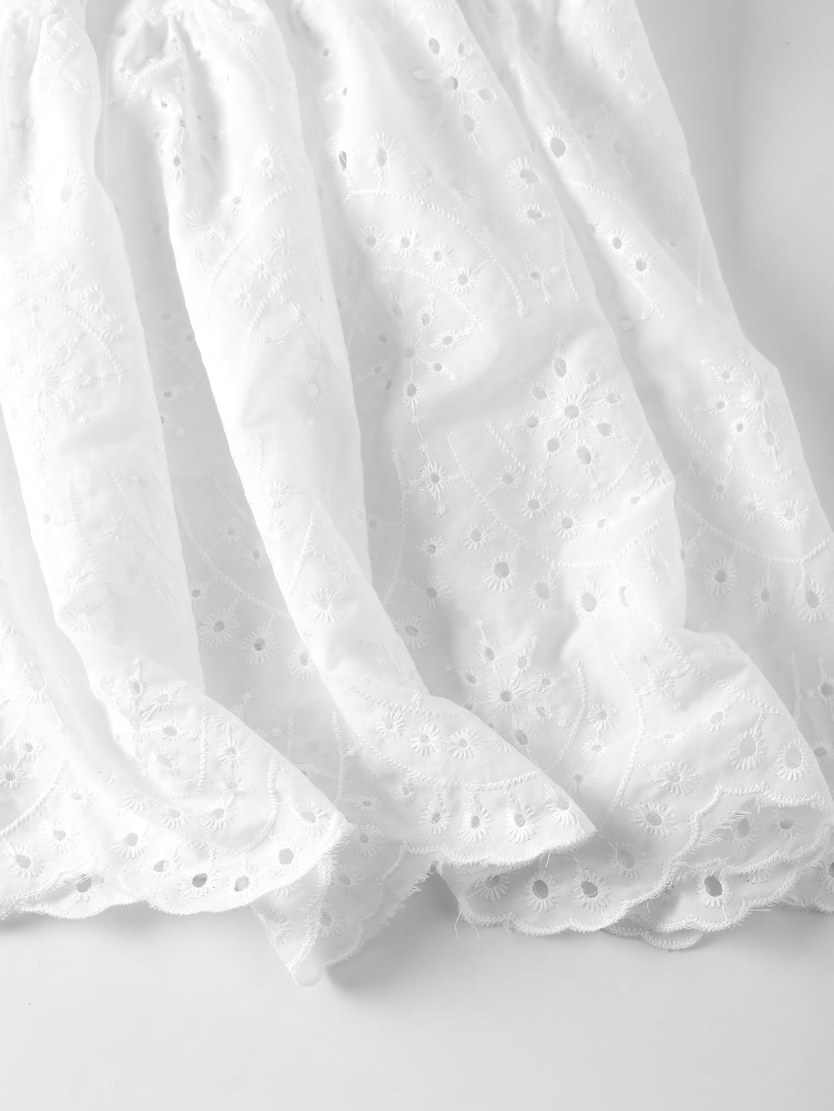 Women Eyelet Embroidery Tiered Maxi Skirt
