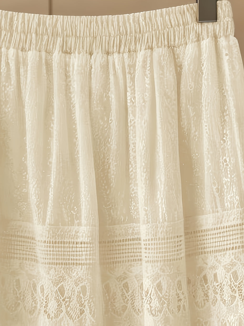 Women White Eyelet Lace Midi Skirt