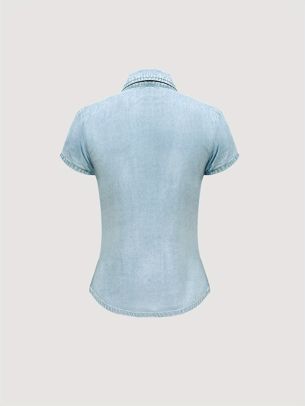 Women Short Sleeve Denim Shirt