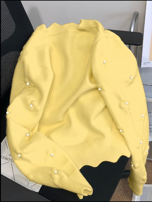 Women Yellow Knit Cardigan