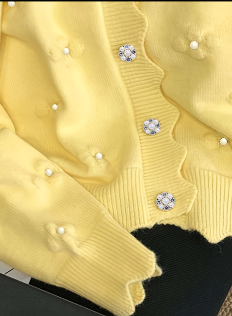 Women Yellow Knit Cardigan