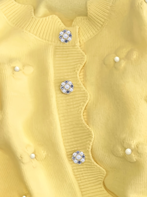 Women Yellow Knit Cardigan