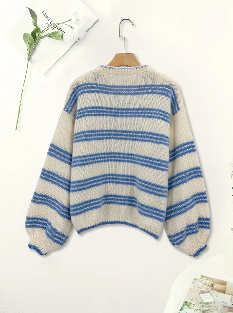 Women Loose Striped Knit Sweater